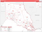 St. TammanyParish (County), LA Wall Map Zip Code Red Line Style 2023